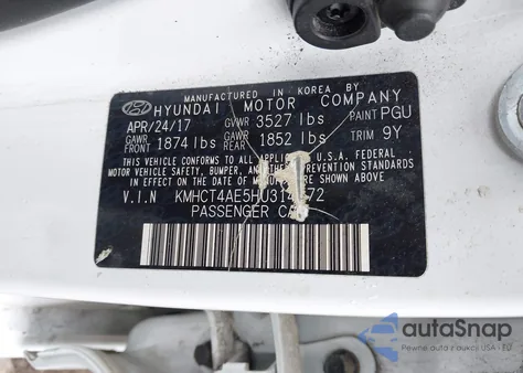 2017 Hyundai Accent Se z USA, uszkodzony, nr VIN KMHCT4AE5HU314572